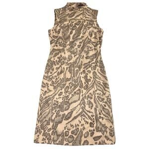 J. MCLAUGHLIN Liz Dress Size S Beige Jaguar Print Suede Pencil Sheath Cocktail